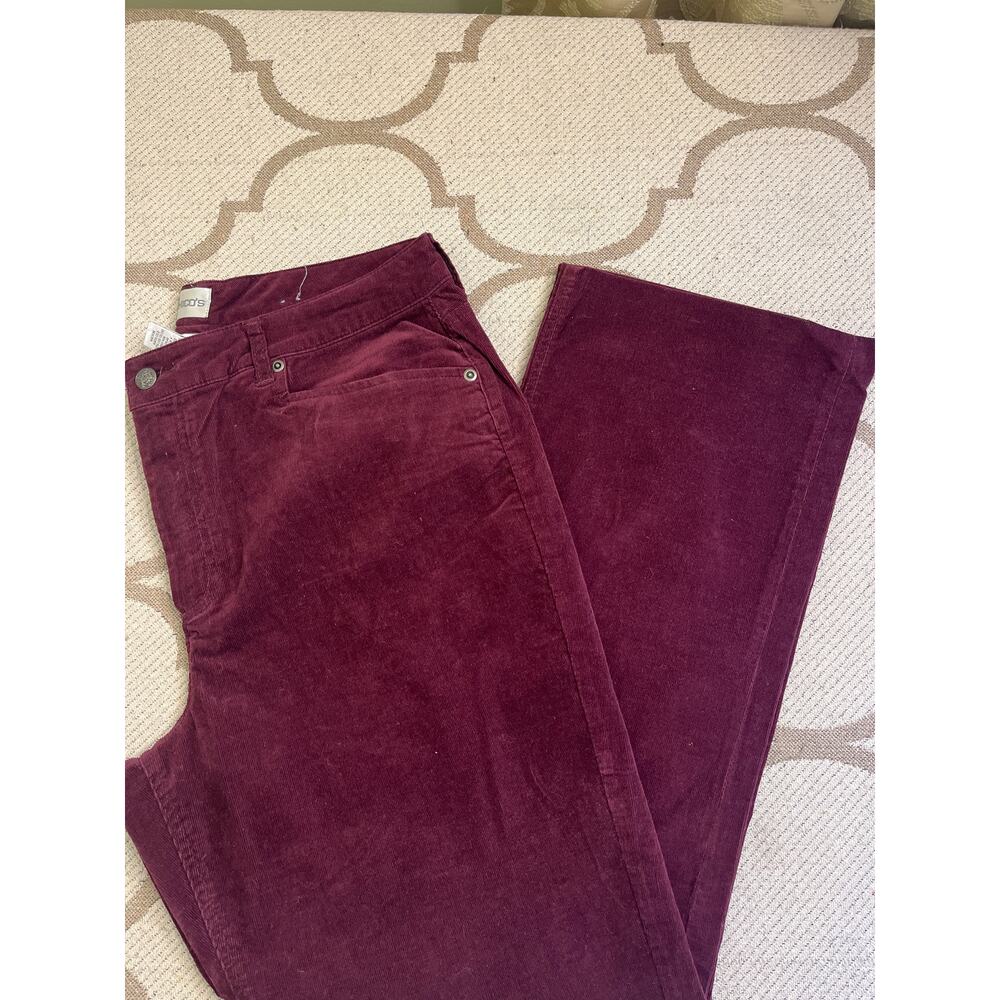 Chico’s Women's Burgundy Corduroy Pants Size 3 / 16 Tall Long - Picture 2 of 13